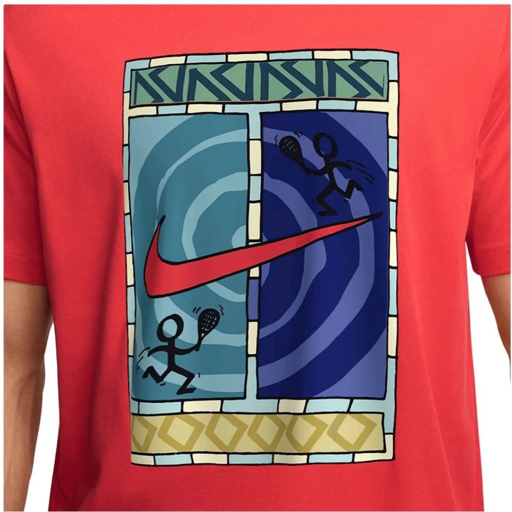 Nike Red Tee with Blue Graphic